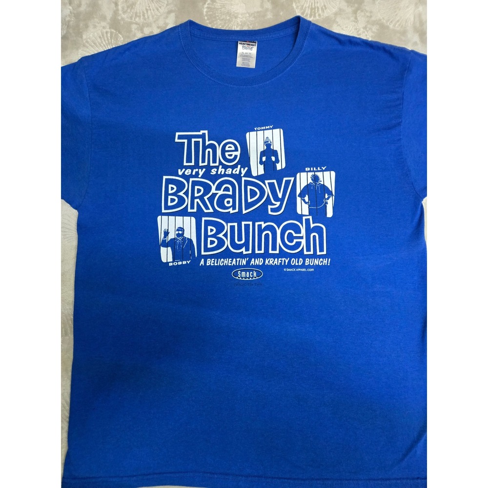 Vintage Y2K Smack Apparel The Shady Brady Bunch Patriots Parody T-Shirt XL Blue